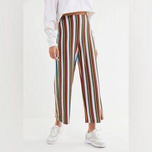 Urban Outfitters Ant Knit Vertical Rainbow Striped Wide Leg Cropped Pants (M)